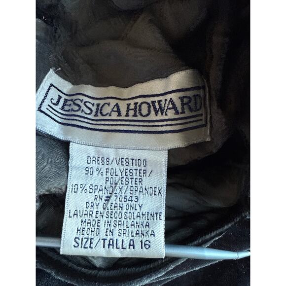 Jessica Howard Asian Inspired Gray Stretch Velvet Dress Size 16 - Picture 5 of 5